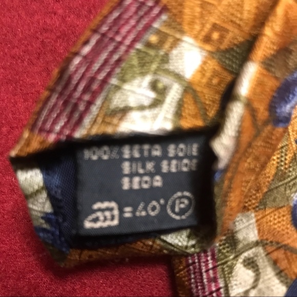 ERMENEGILDO ZEGNA Mens 100% Silk Necktie Made in ITALY Luxury FLORAL Gold/Blue - Picture 3 of 4